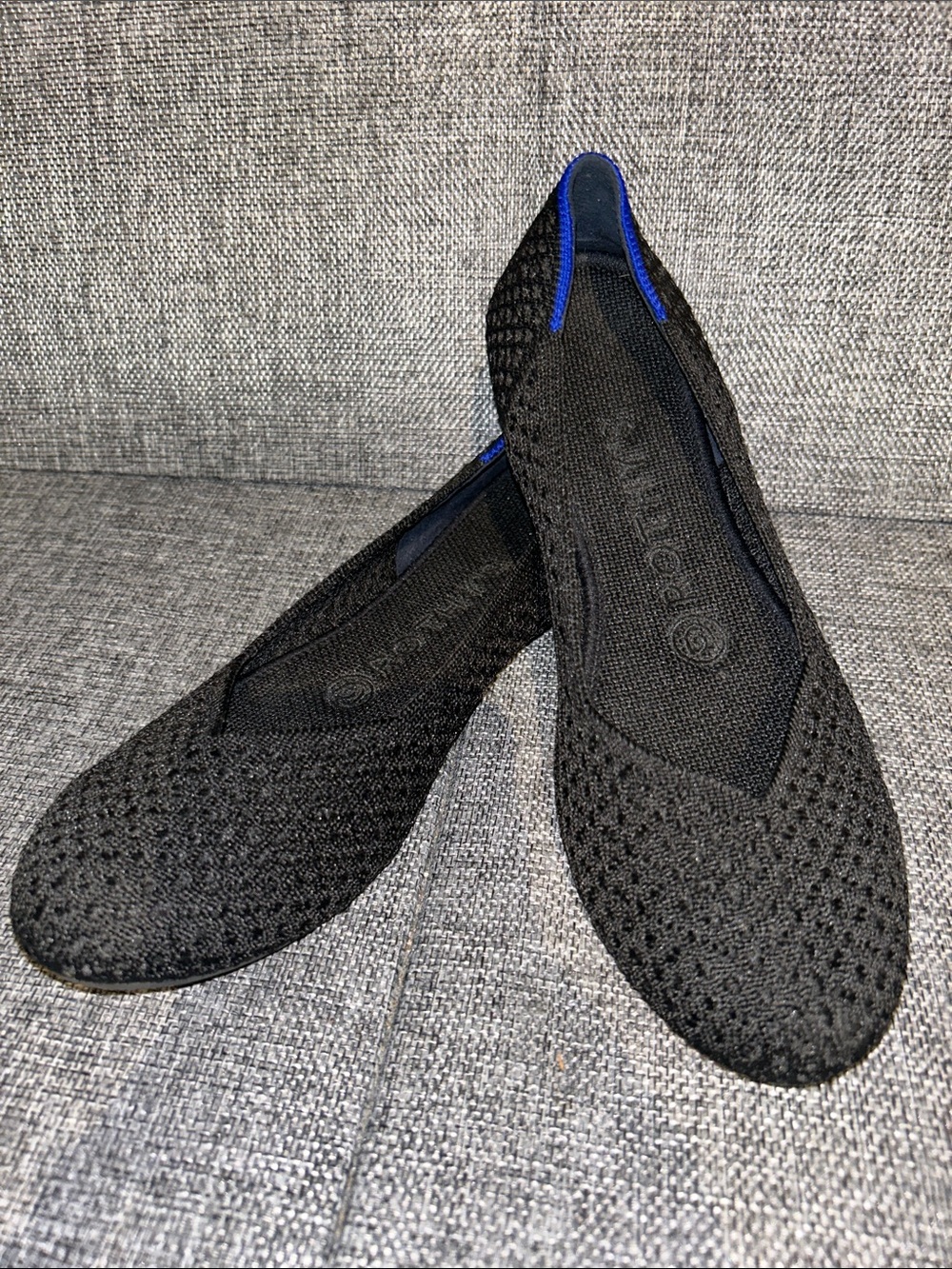 Rothy's Black Knit Slip-On Flats with Blue Accent - Picture 8 of 8